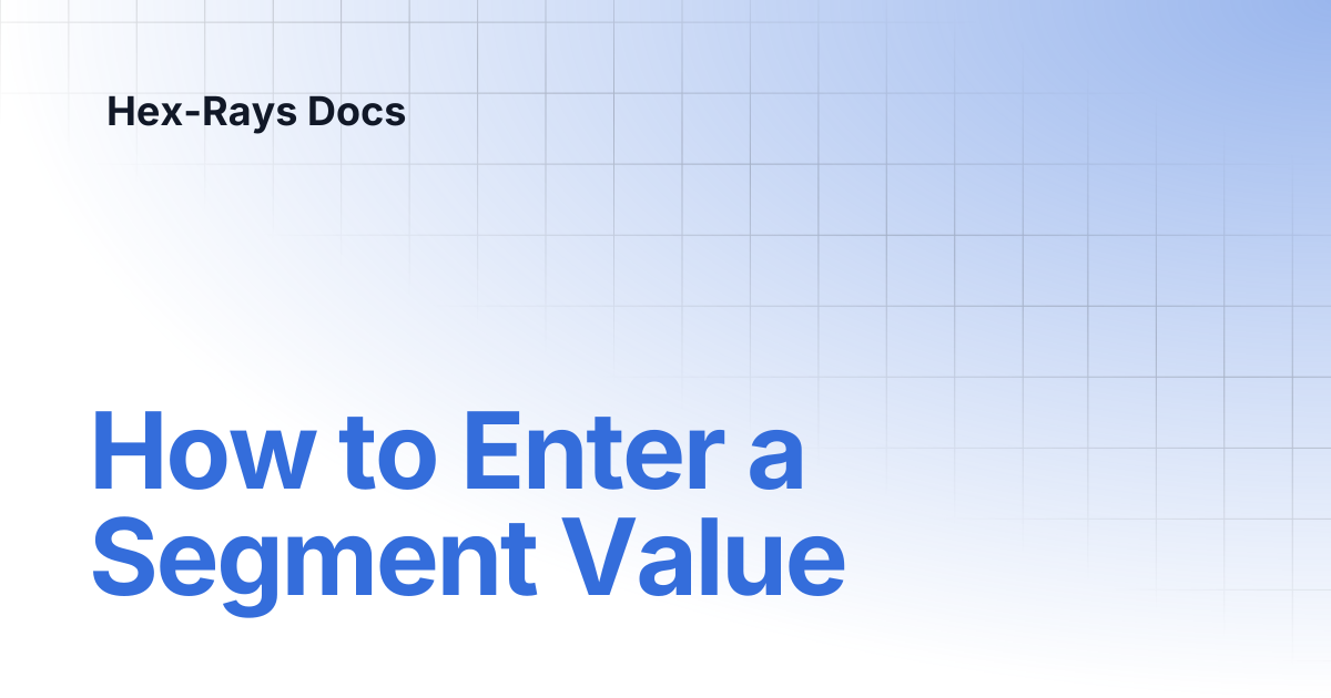 How to Enter a Segment Value | IDA 9.0 | Hex-Rays Docs